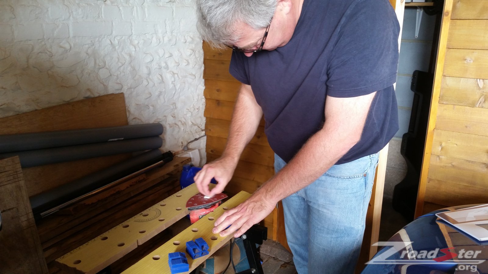 Paul sanding a set of bushes down to the correct fit