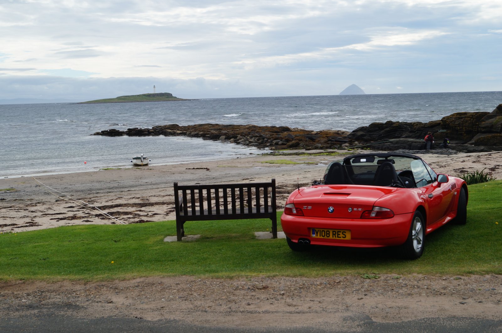 Red Z on Arran ,looking towards Pladda Isle and Ailsa Craig.