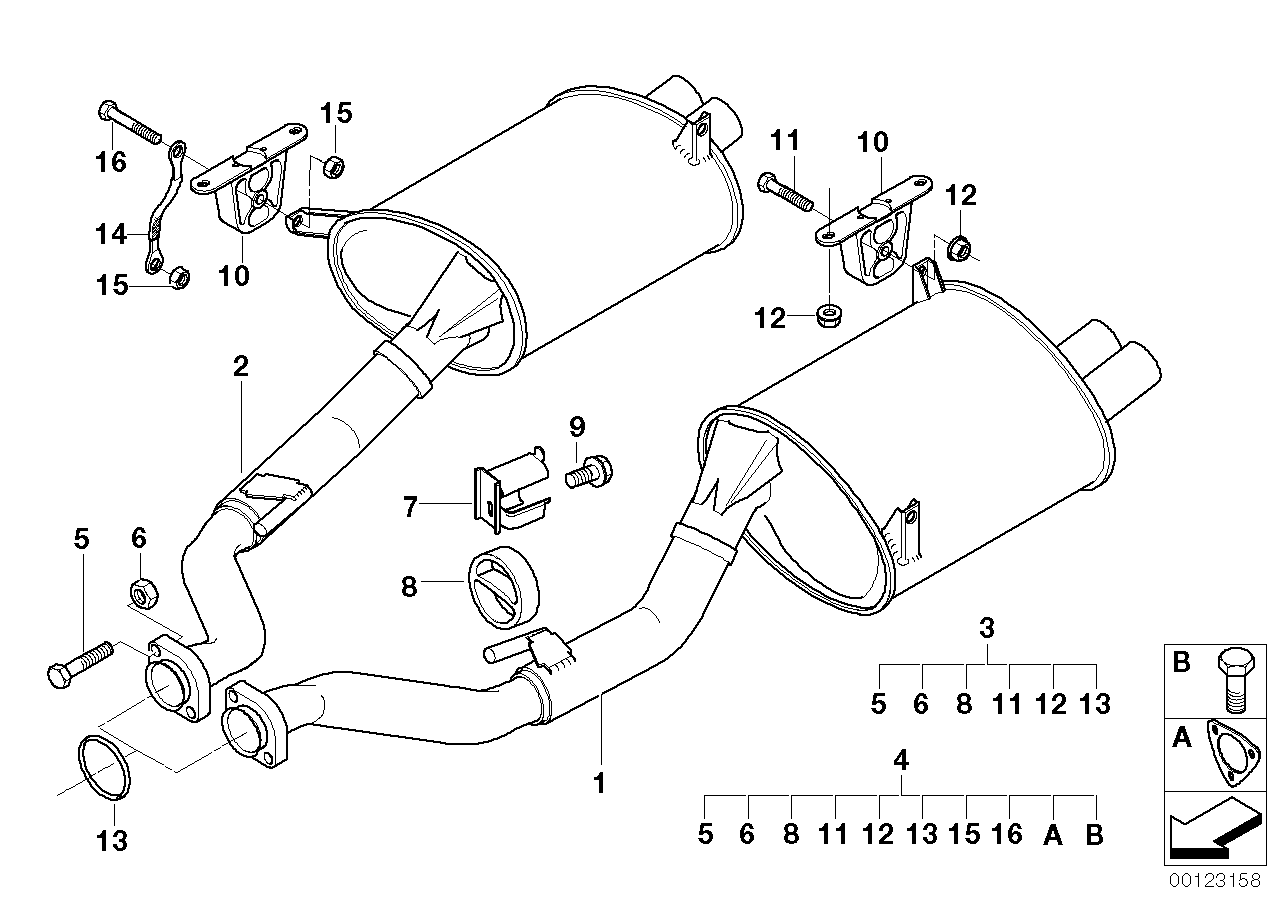 Exhaust system, rear